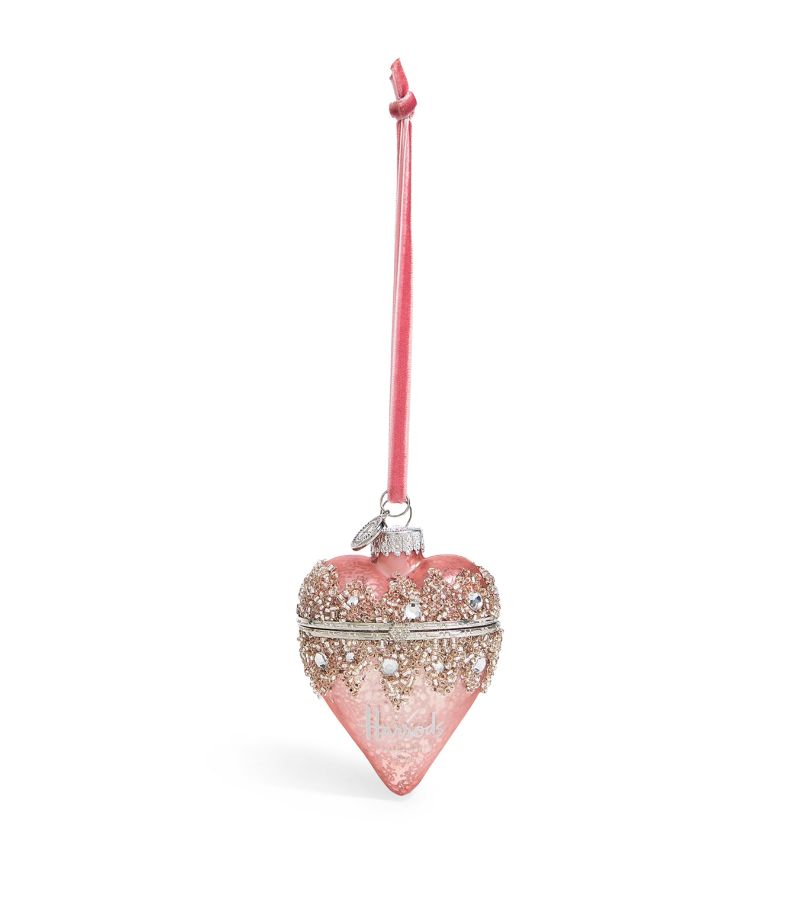 Harrods Harrods Pink Glass Heart Tree Decoration