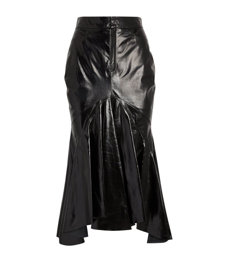 Zeynep Arcay ZEYNEP ARCAY Leather Flared Midi Skirt
