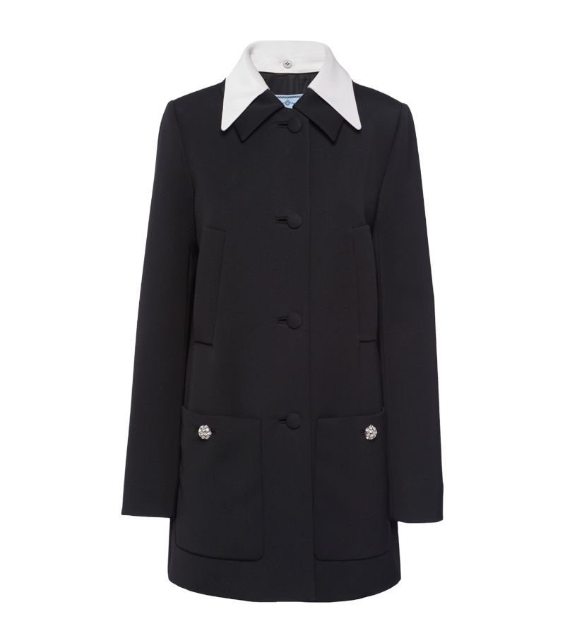 Prada Prada Wool Sateen Single-Breasted Coat