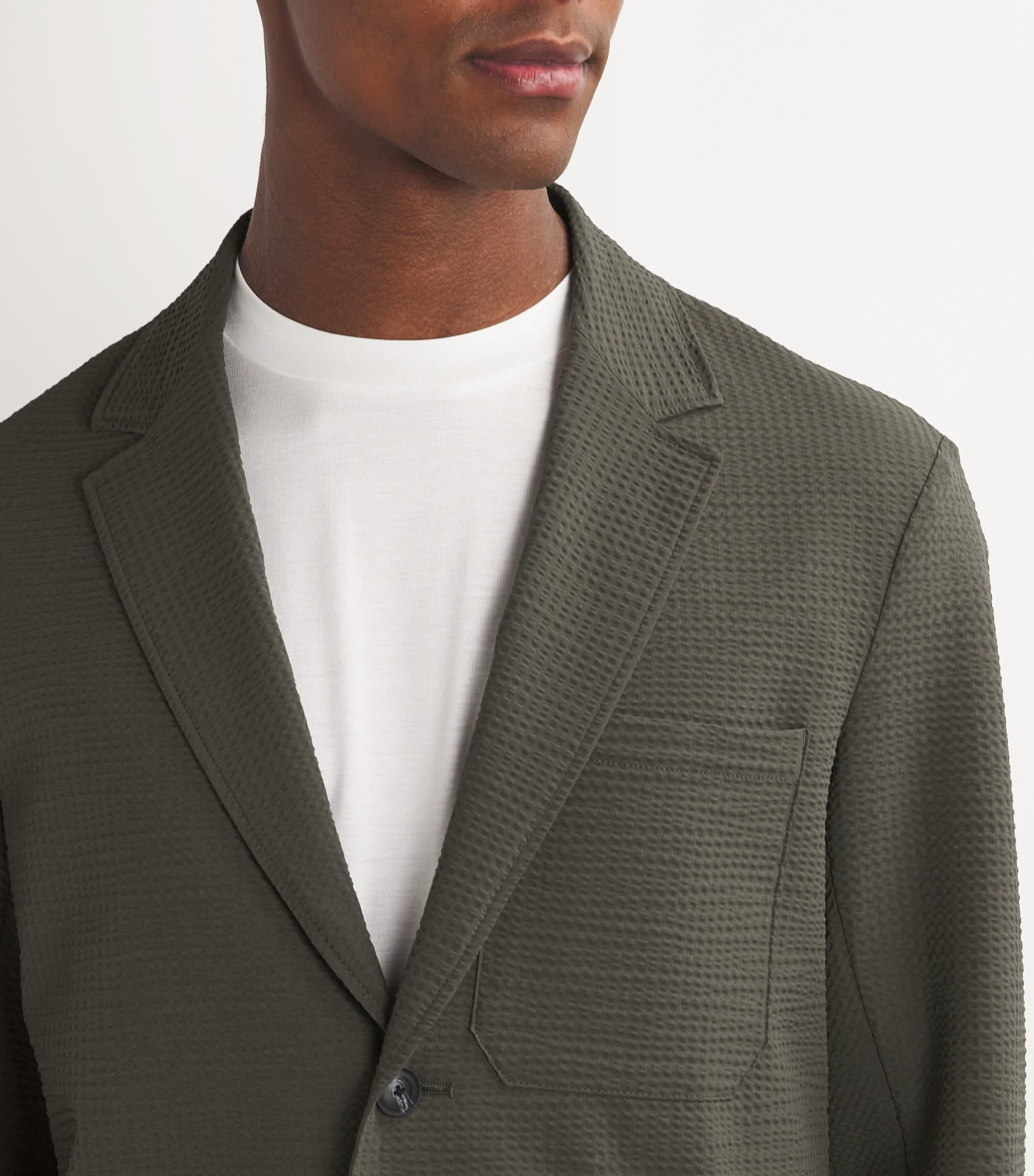 Emporio Armani Emporio Armani Seersucker Single-Breasted Blazer