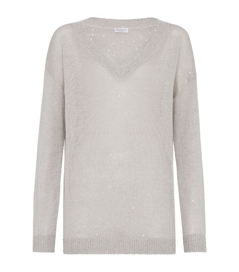 Brunello Cucinelli Brunello Cucinelli Diamond Yarn Monili-Detail Sweater