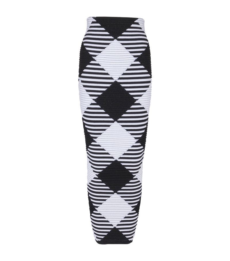 Balmain Balmain Rolled-Knit Gingham Maxi Skirt