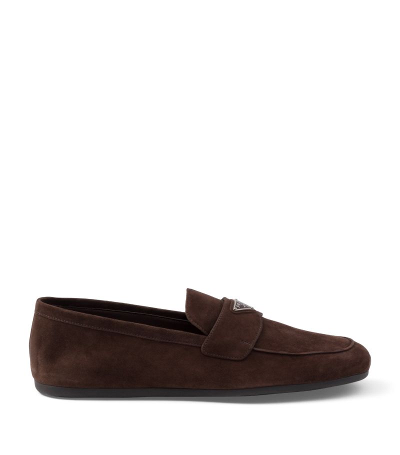 Prada Prada Suede Triangle Loafers