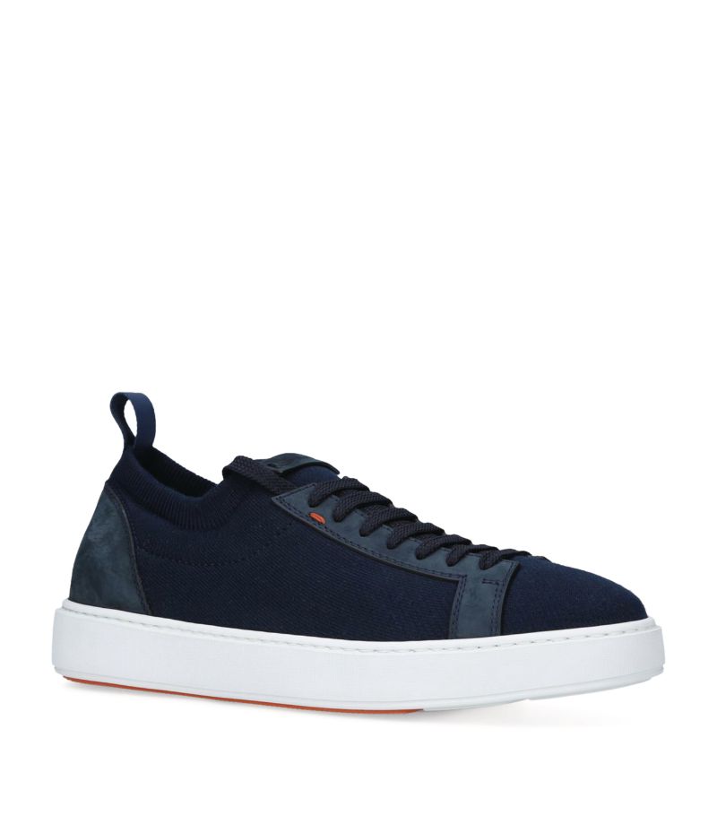 Santoni Santoni Leather-Trim Strech-Knit Sneakers