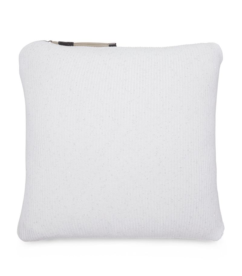 Brunello Cucinelli Brunello Cucinelli Rib-Knit Sequinned Cushion (50Cm X 50Cm)