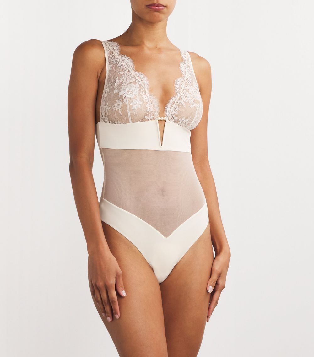 I.D. Sarrieri I. D. Sarrieri Lace Faux Pearl-Detail Bodysuit