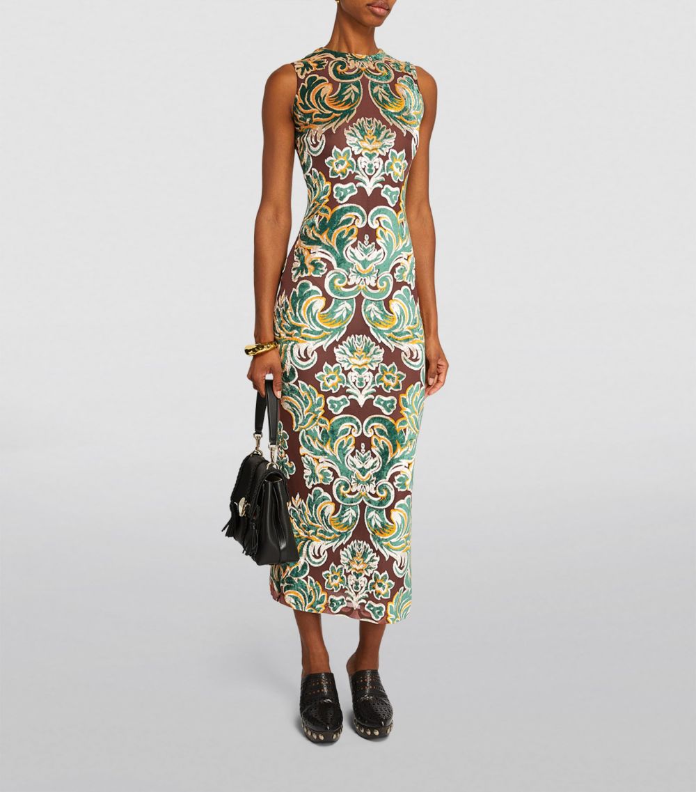 Etro Etro Velvet-Trim Midi Dress