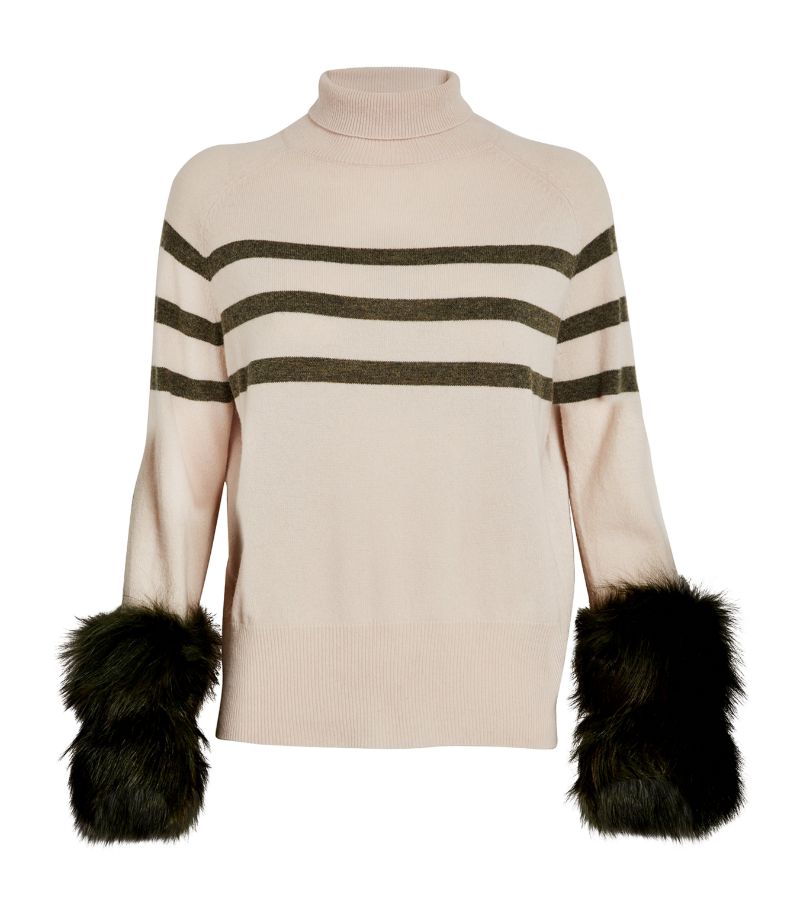 Izaak Azanei Izaak Azanei Fox Fur-Trim Merino Wool Polo Sweater