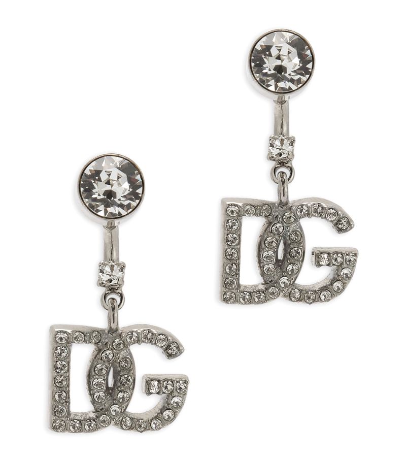 Dolce & Gabbana Dolce & Gabbana Crystal-Embellished Logo Clip-On Earrings