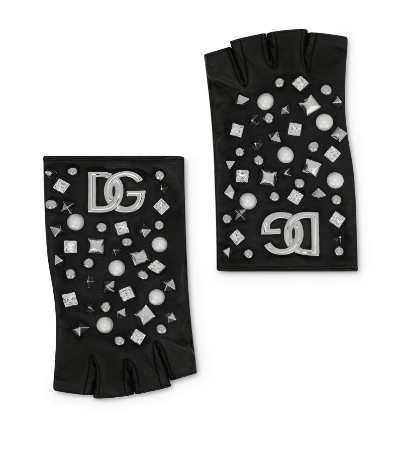 Dolce & Gabbana Dolce & Gabbana Crystal-Embellished Gloves