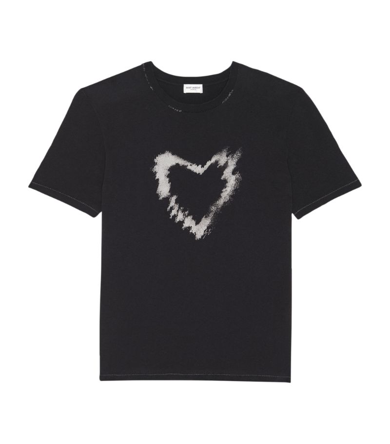 Saint Laurent Saint Laurent Cotton Heart Print T-Shirt