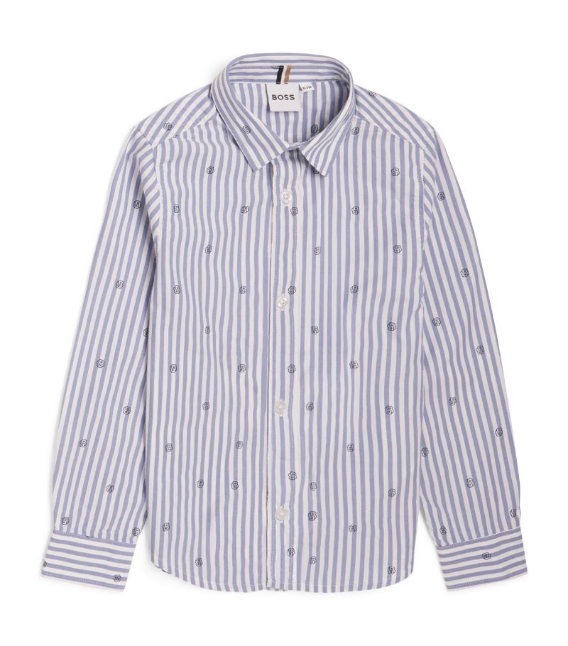 Boss Kidswear Boss Kidswear Cotton Striped Logo Shirt (4-16 Years)