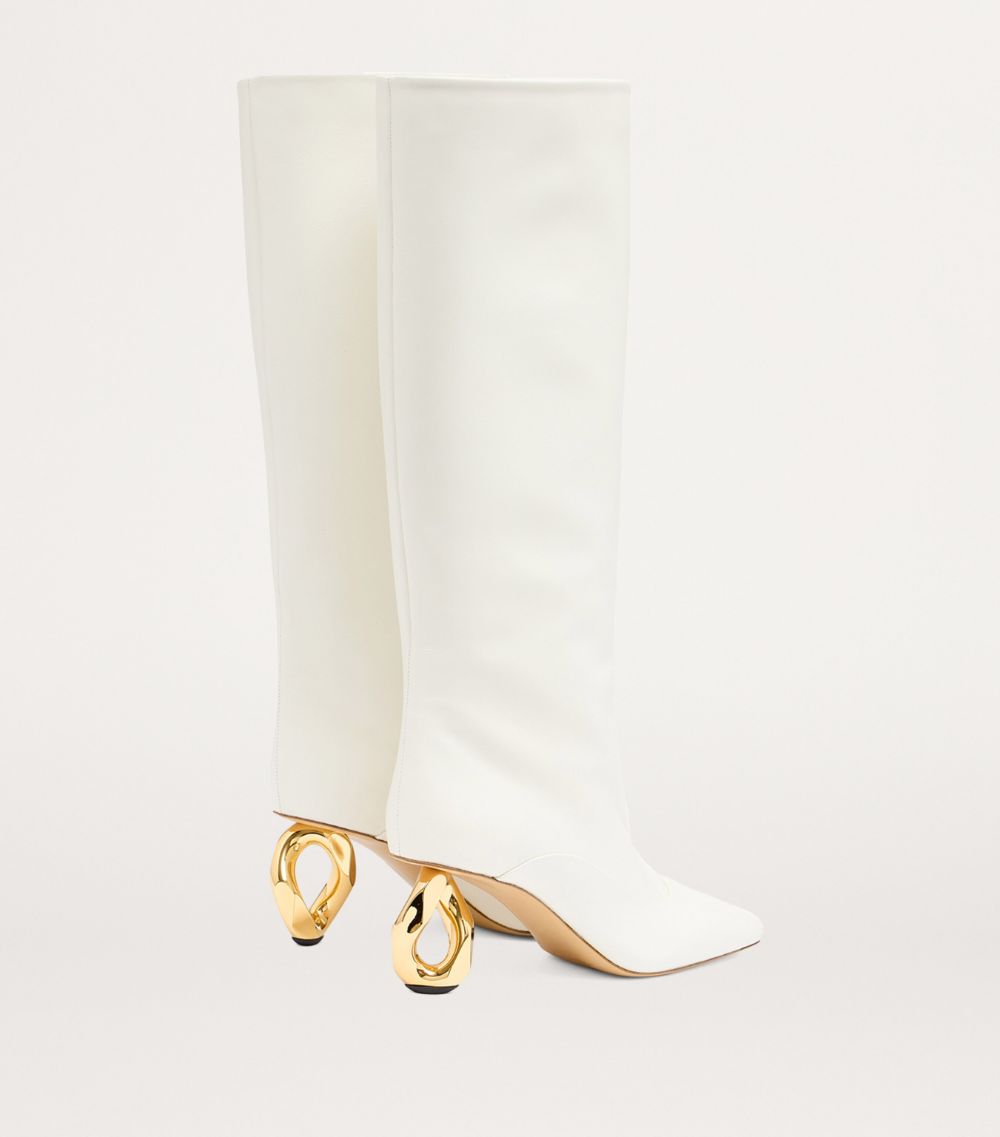 Jw Anderson Jw Anderson Leather Chain-Heel Knee-High Boots 75