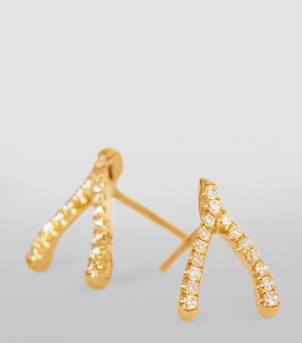 Jennifer Meyer Jennifer Meyer Yellow Gold and Diamond Wishbone Stud Earrings