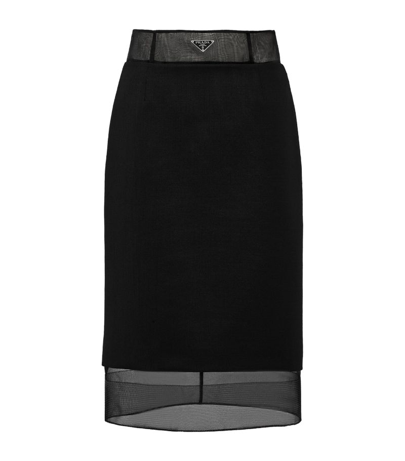 Prada Prada Wool And Crinoline Midi Skirt