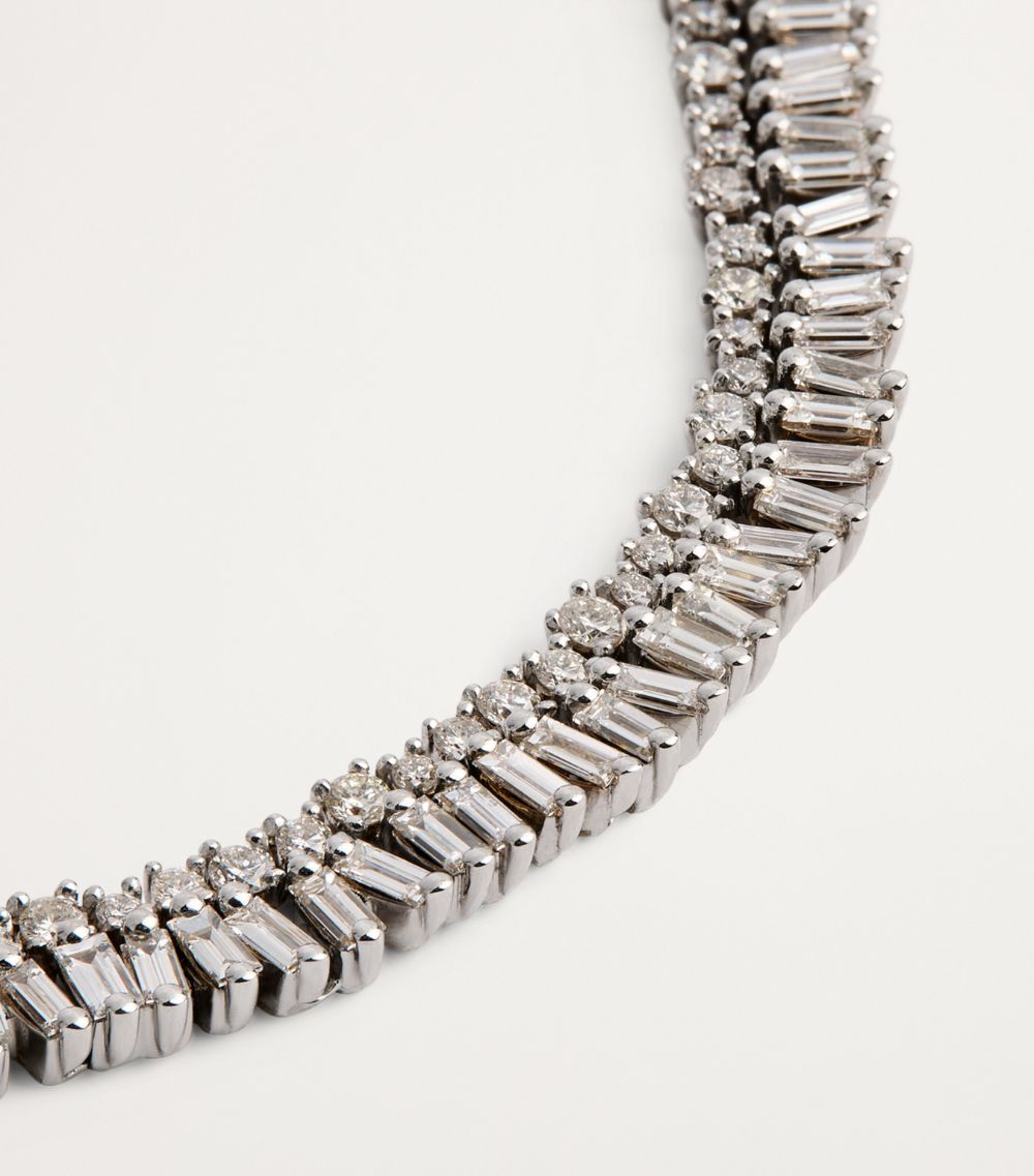 Suzanne Kalan Suzanne Kalan White Gold And Diamond Short Stack Tennis Necklace