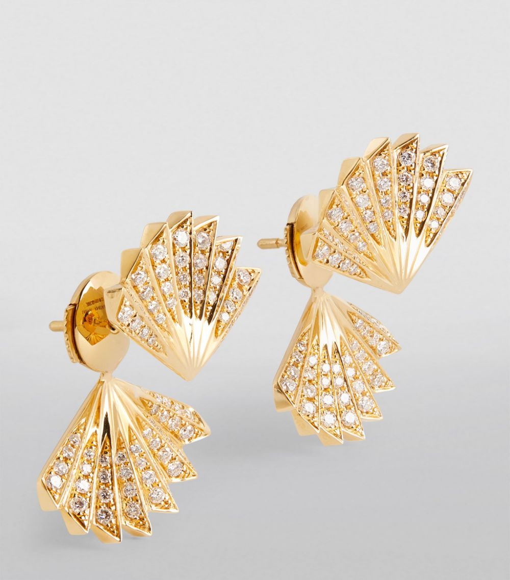 Anita Ko Anita Ko Yellow Gold And Diamond Double Fan Earrings