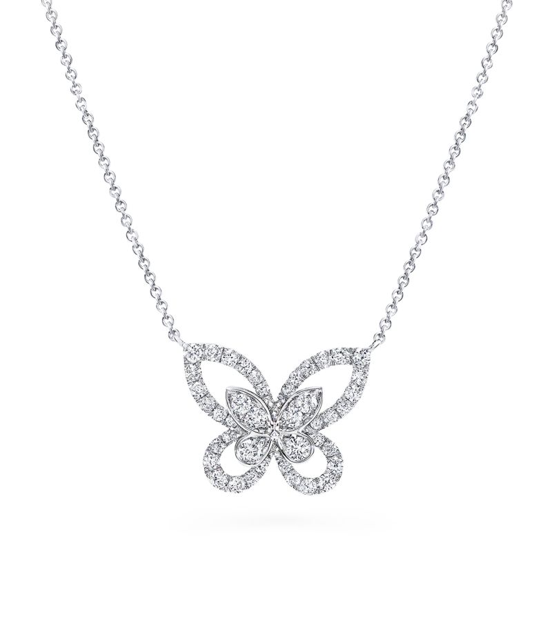 Graff Graff White Gold And Diamond Mini Butterfly Necklace