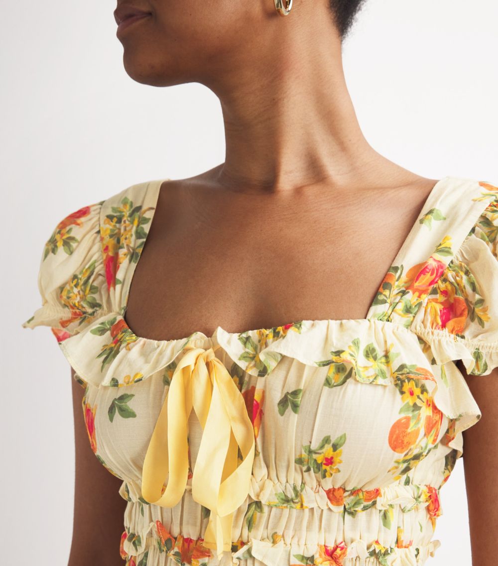 Dôen Dôen Orangerie Floral Print Clarinet Midi Dress