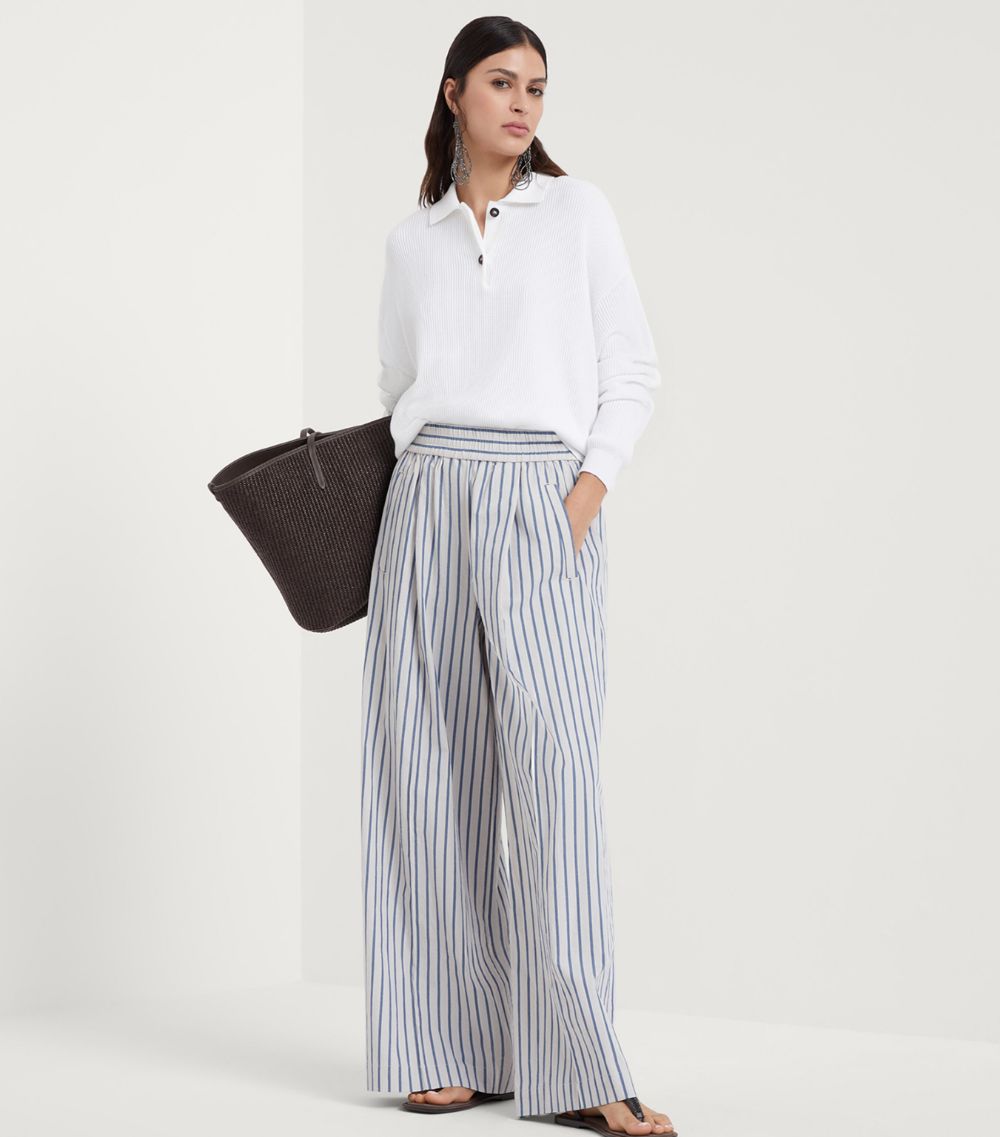 Brunello Cucinelli Brunello Cucinelli Cotton-Linen Striped Trousers