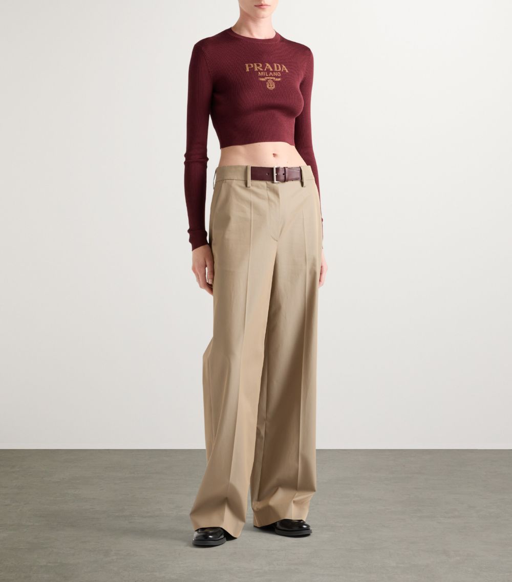 Prada Prada Silk Cropped Logo Sweater