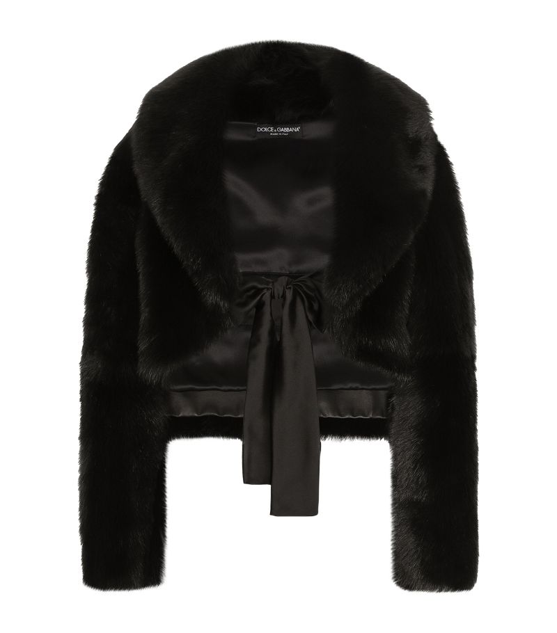 Dolce & Gabbana Dolce & Gabbana Shearling Ribbon-Tie Jacket