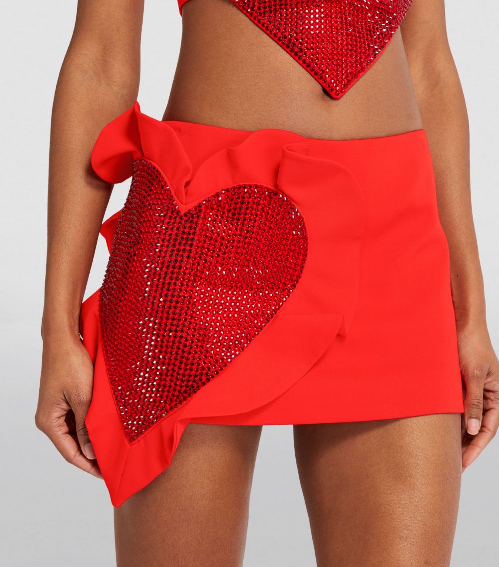  Area Nyc Wool Embellished Heart Mini Skirt