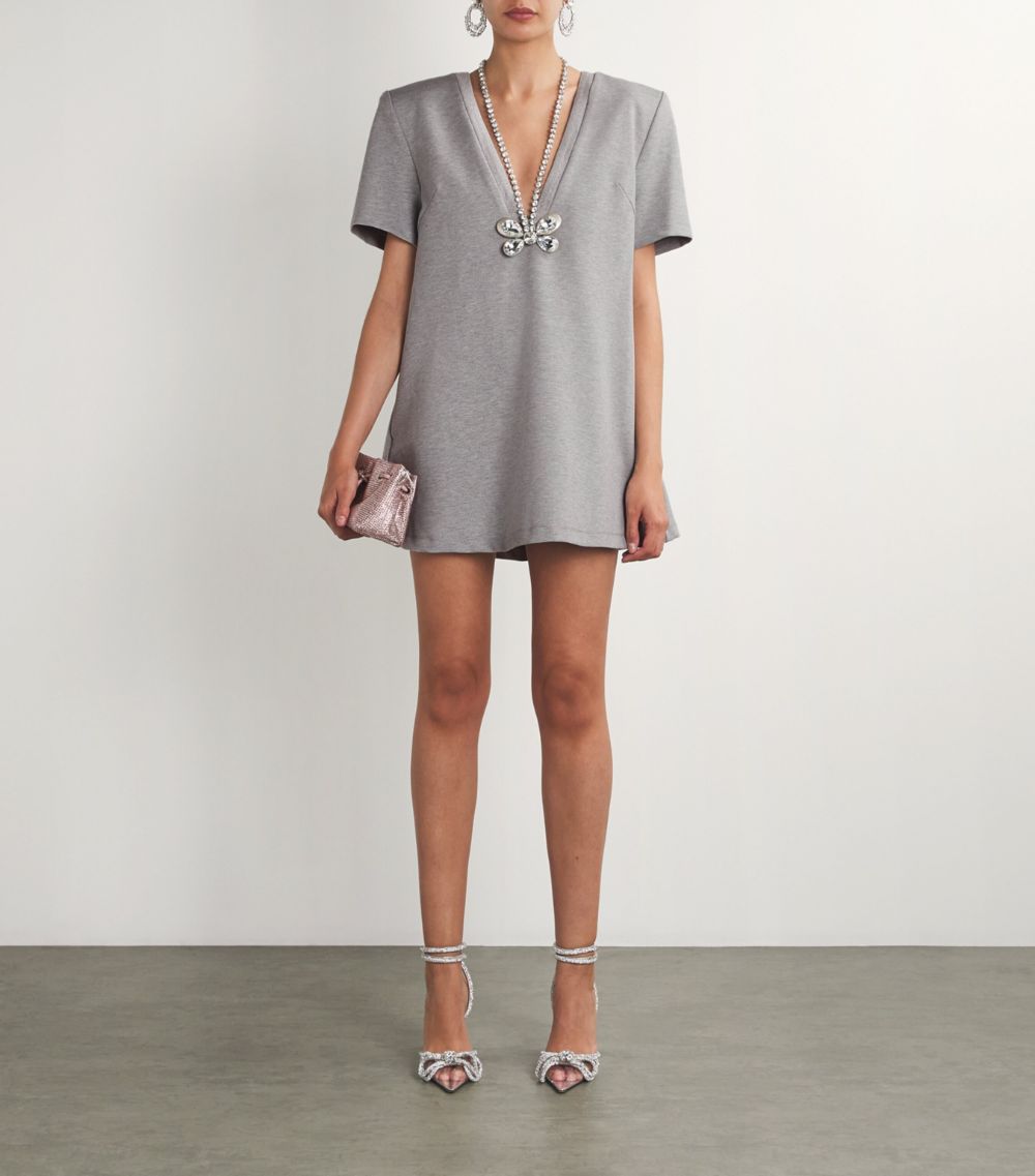  Area Nyc Crystal Butterfly T-Shirt Dress