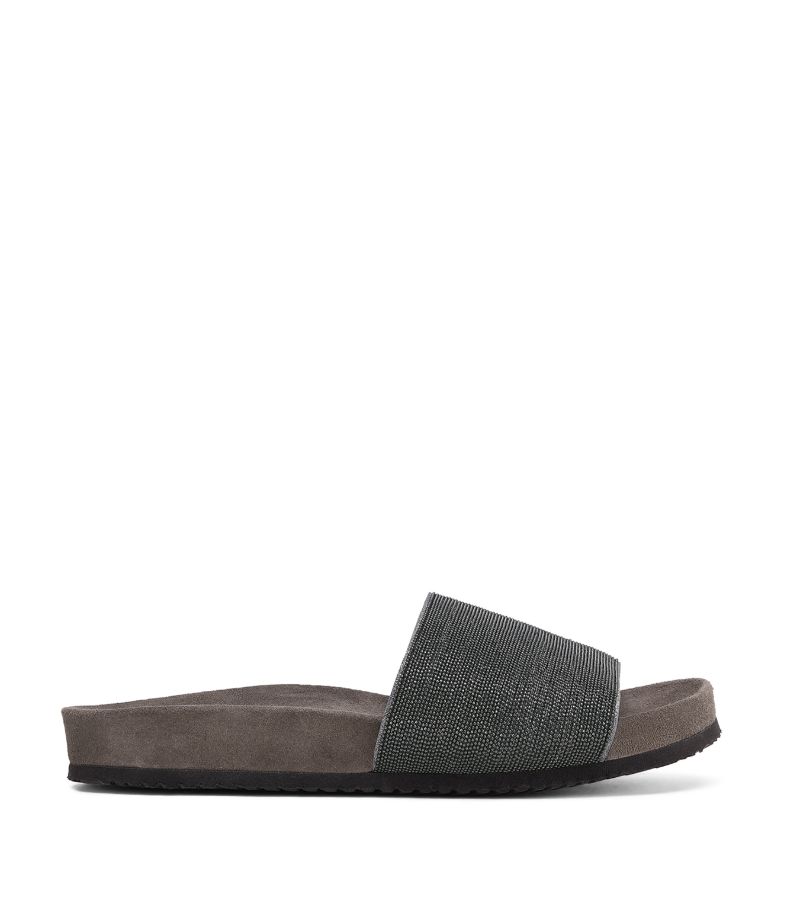 Brunello Cucinelli Brunello Cucinelli Leather Monili-Embellished Slides