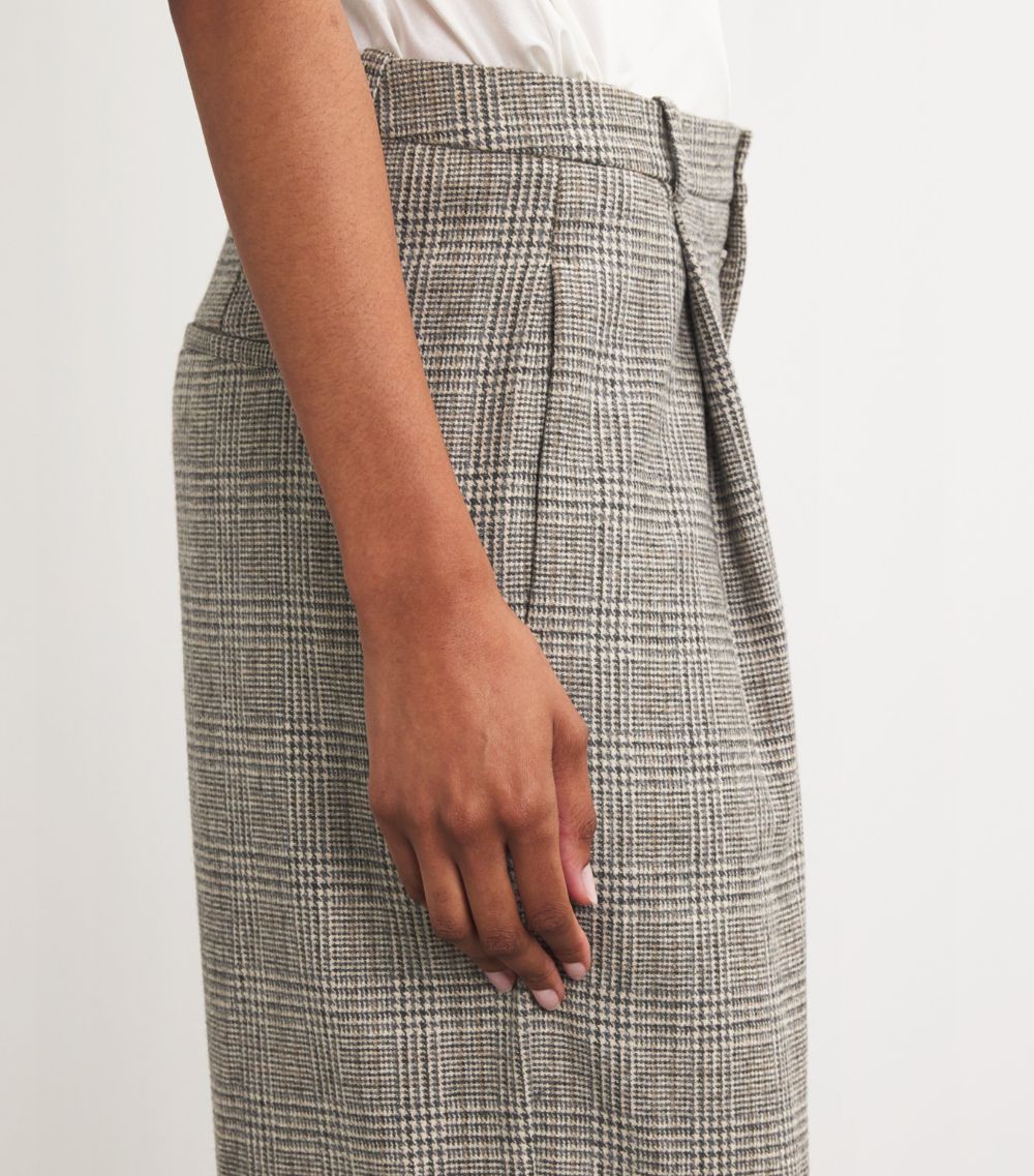 Vince Vince Wool-Blend Check Wide-Leg Trousers