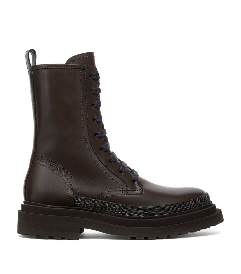 Brunello Cucinelli Brunello Cucinelli Leather Monili-Detail Biker Boots