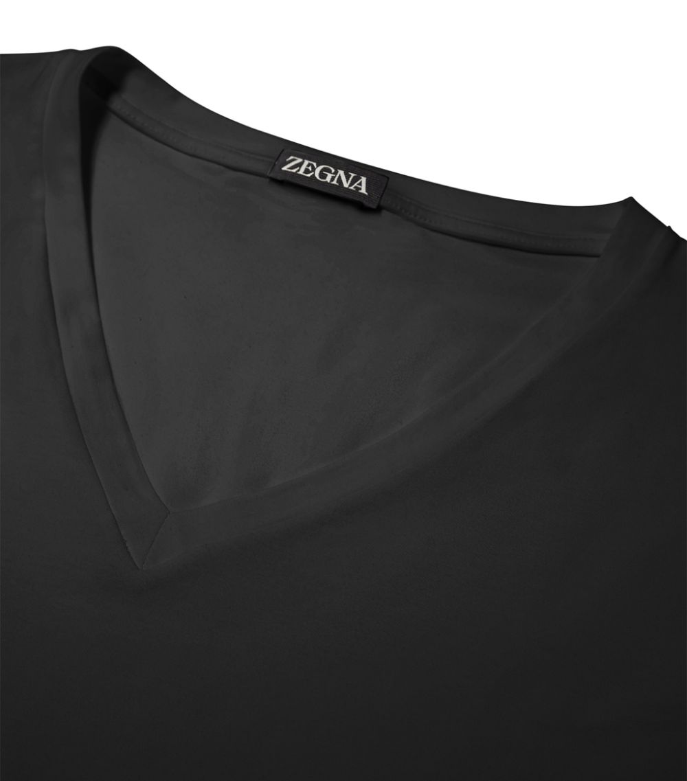 zegna Zegna Cotton-Blend V-Neck T-Shirt