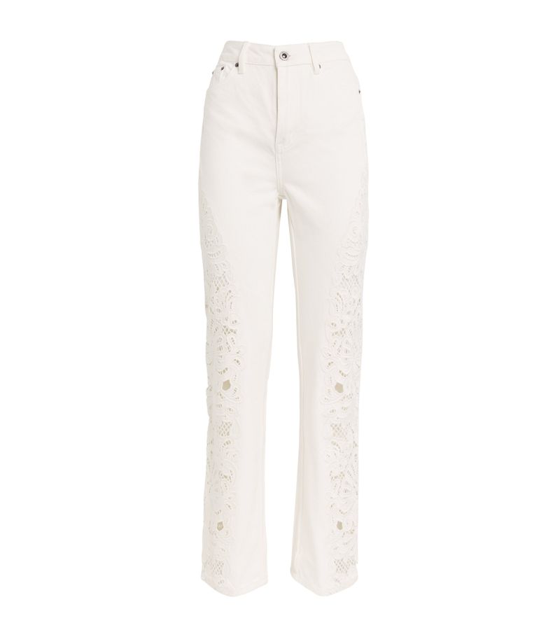 Self-Portrait Self-Portrait Embroidered Lace-Trim Straight Jeans