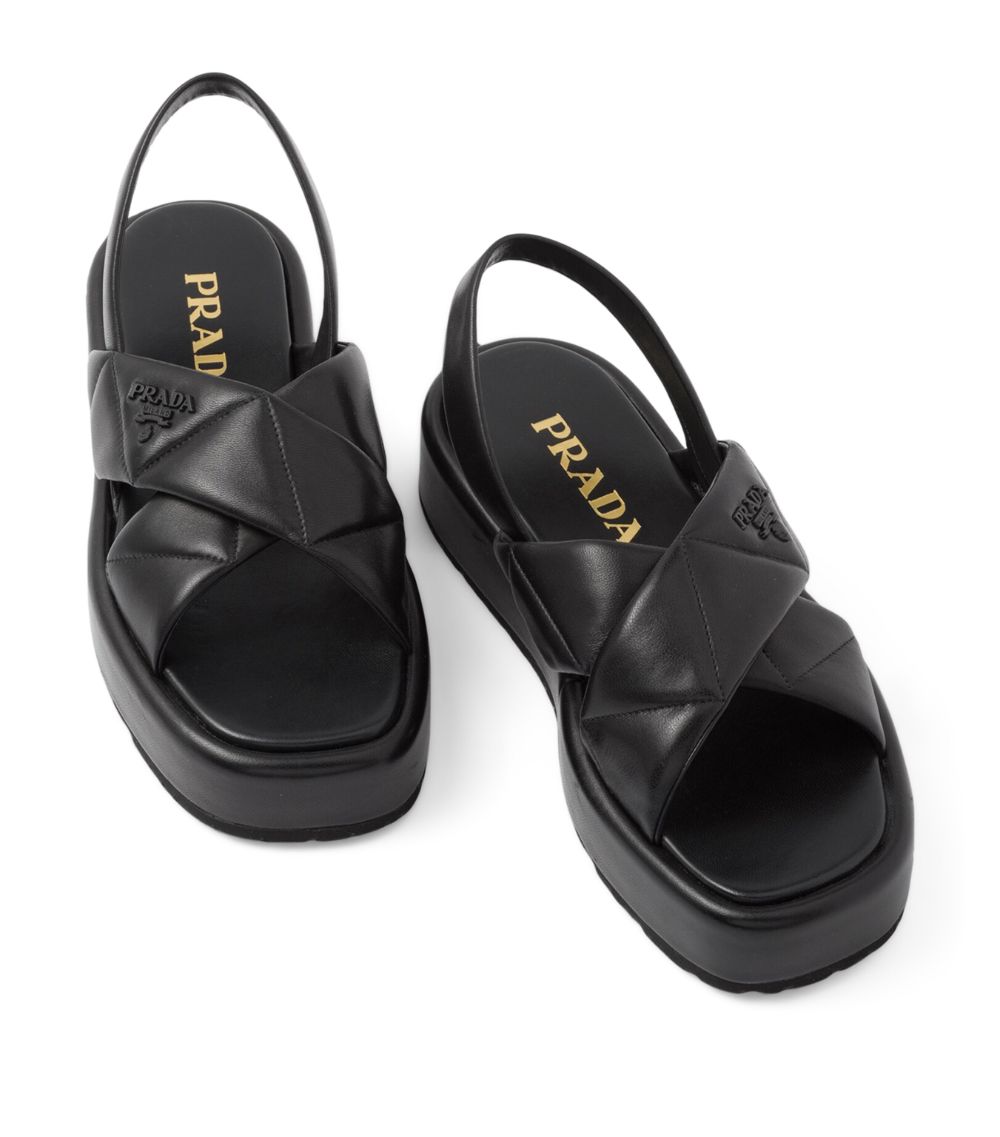 Prada Prada Quilted Leather Flatform Sandals 35