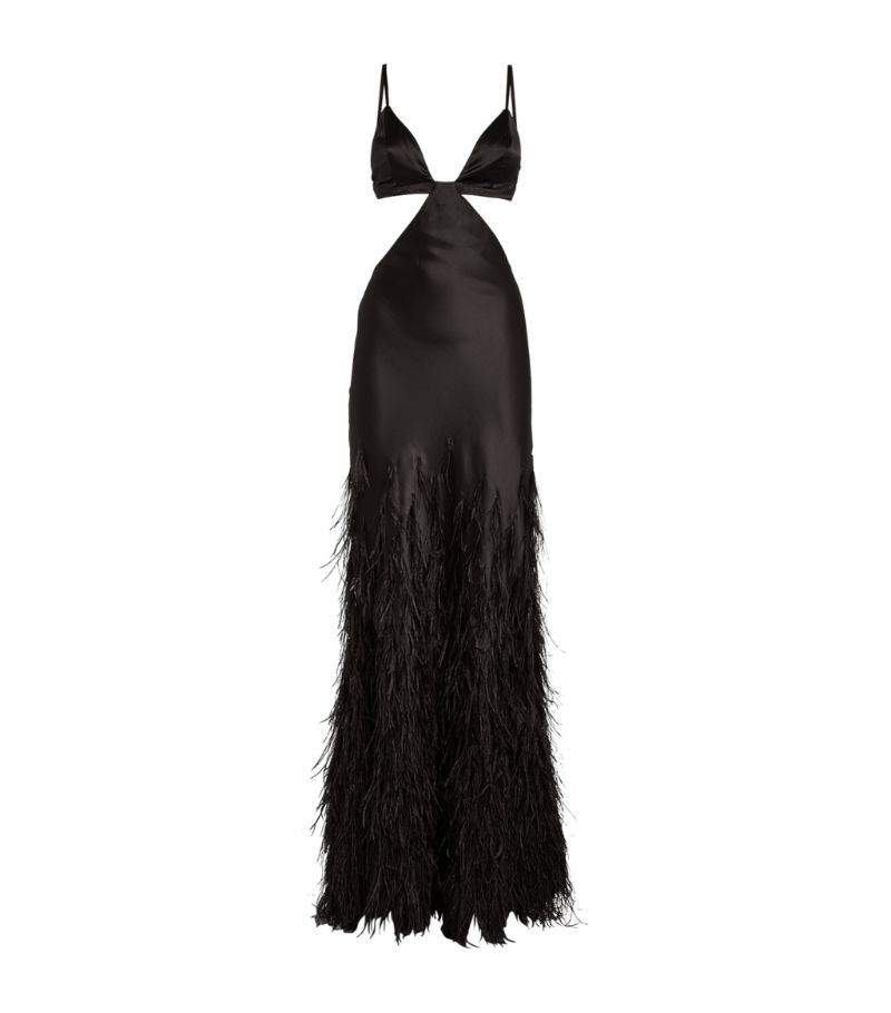 Cult Gaia Cult Gaia Feather-Trim Raisa Maxi Dress