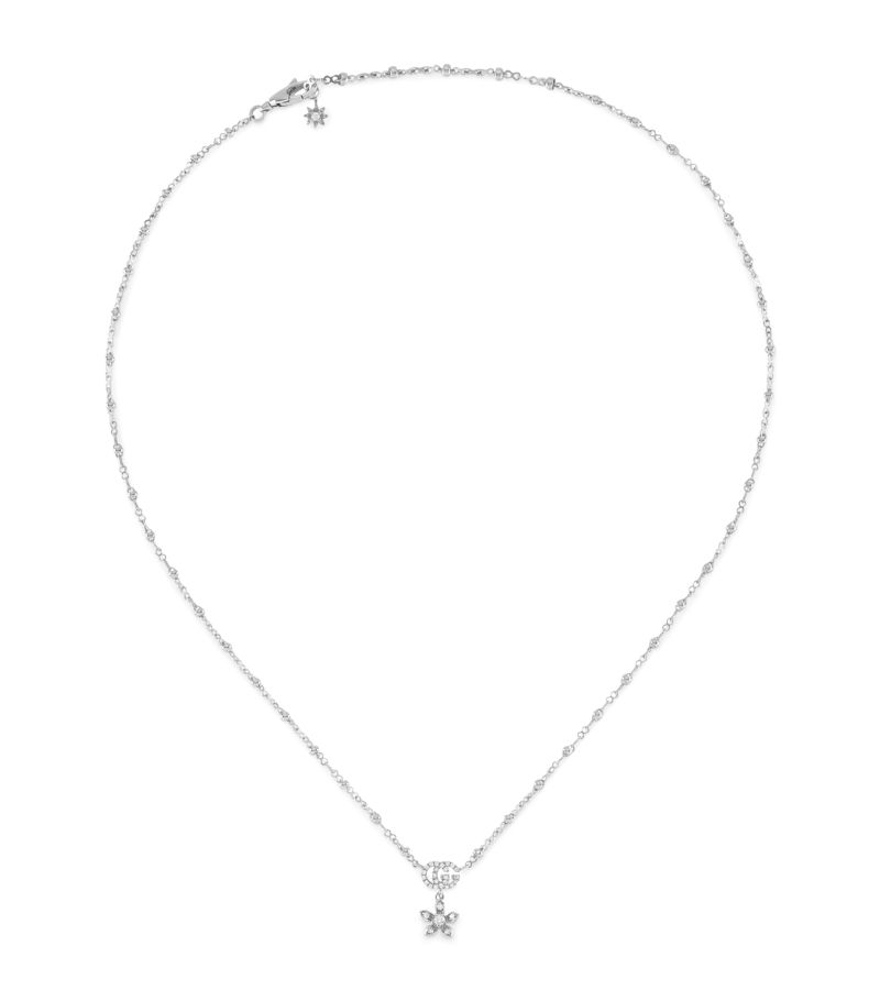 Gucci Gucci White Gold And Diamond Flora Necklace