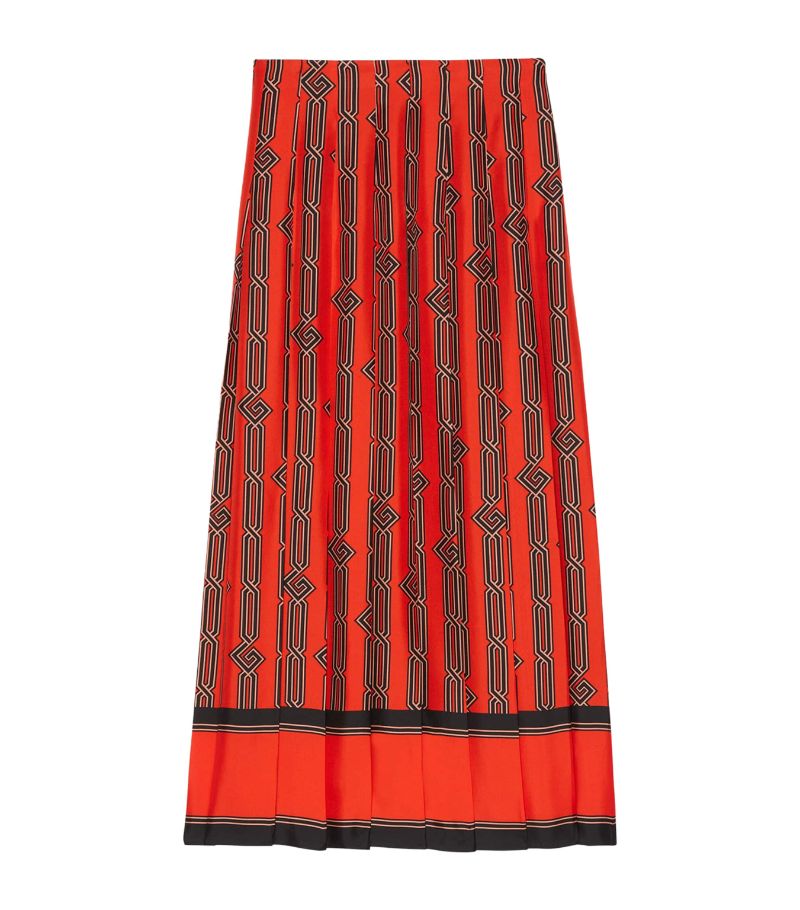 Gucci Gucci Silk Chain Print Midi Skirt