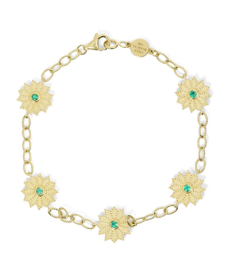Orly Marcel Orly Marcel Yellow Gold And Diamond Sacred Flower Station Bracelet