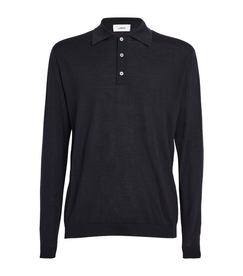 Lardini Lardini Wool-Silk Blend Long-Sleeve Polo Shirt