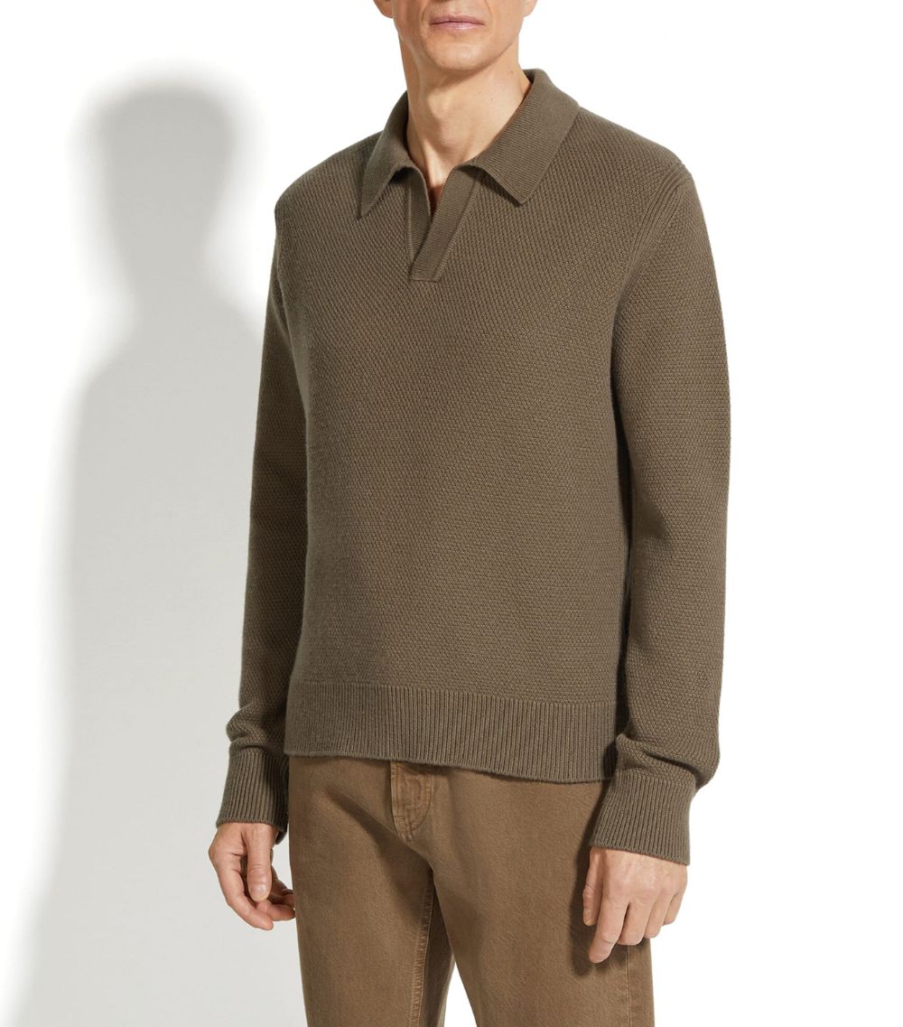 zegna Zegna Mélange Oasi Cashmere Polo Shirt