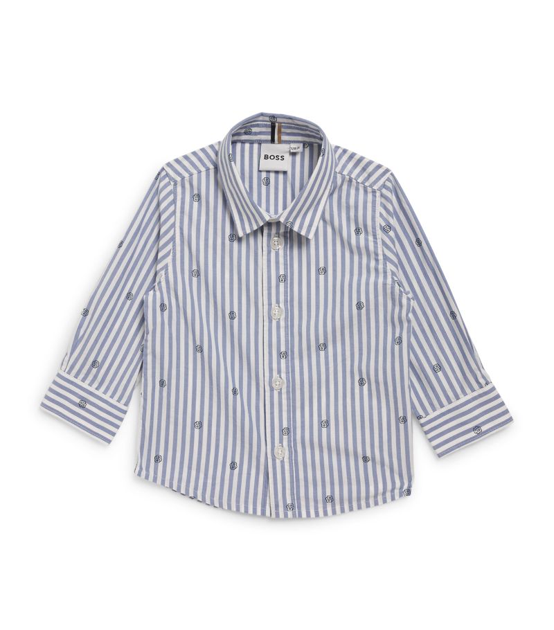 Boss Kidswear Boss Kidswear Cotton Striped Monogram Shirt (36 Months)