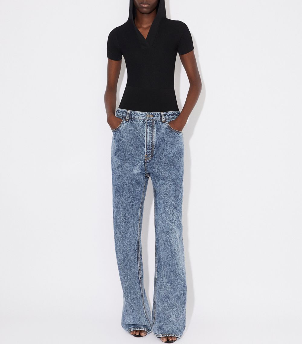 Alaïa Alaïa Knit-Waist Straight Jeans