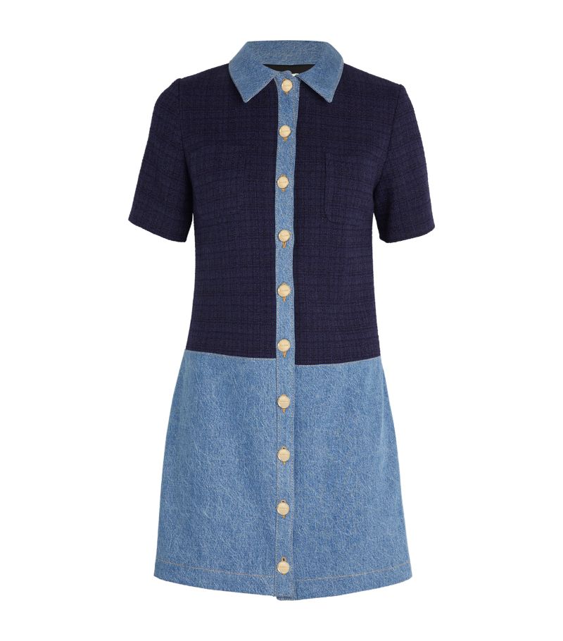  Sandro Denim-Tweed Mini Dress