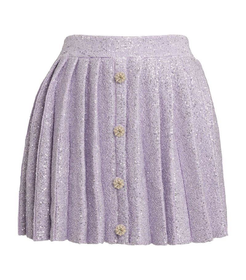 Self-Portrait Self-Portrait Sequin-Knit Pleated Mini Skirt