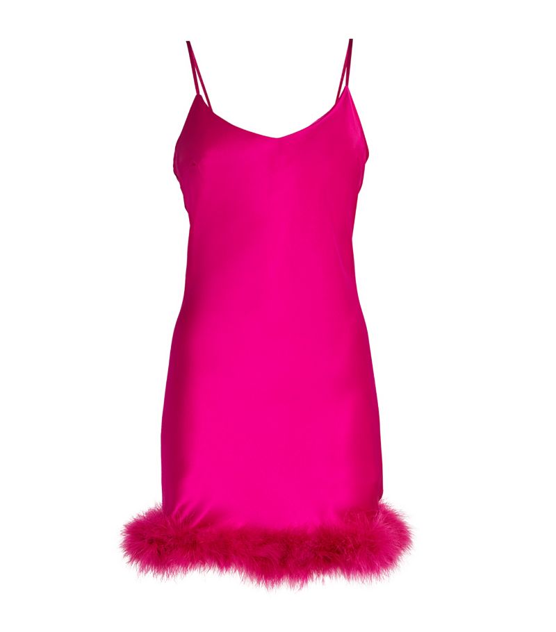 Gilda & Pearl Gilda & Pearl Silk Feather-Trim Kitty Slip Dress