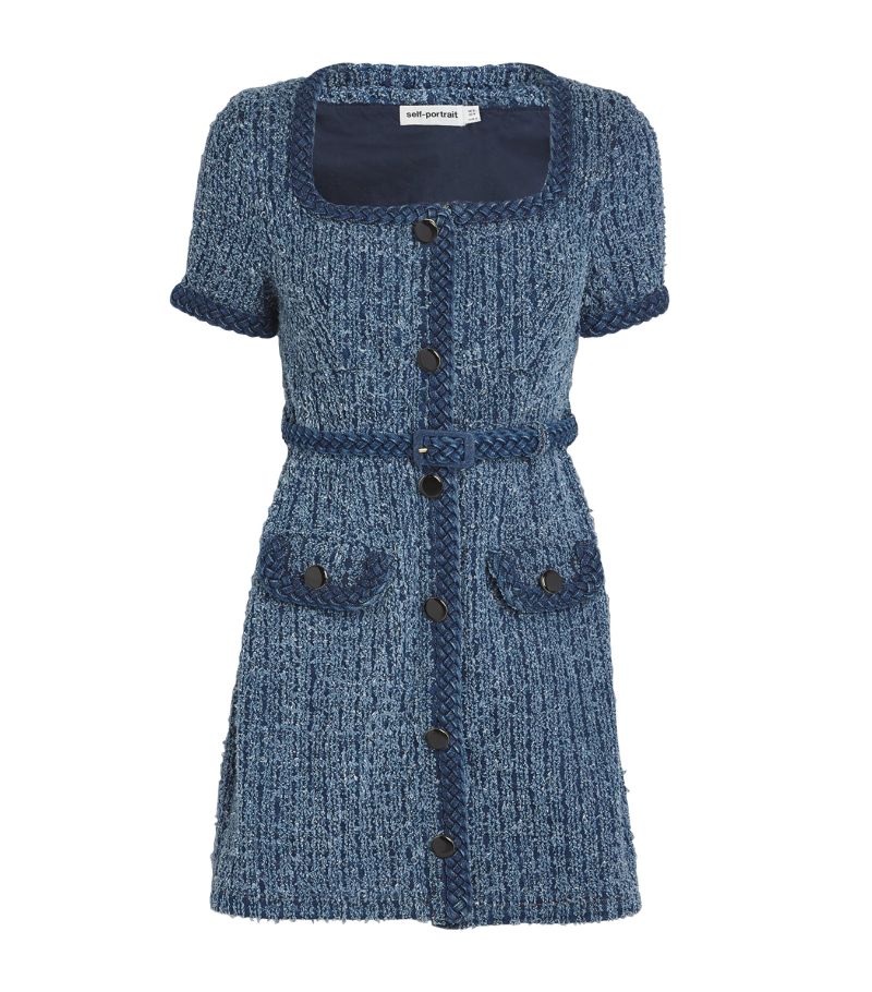 Self-Portrait Self-Portrait Denim Textured Mini Dress