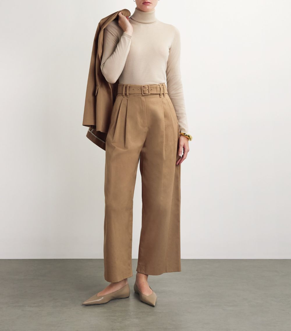 Max Mara Max Mara Cotton Pleated Wide-Leg Trousers