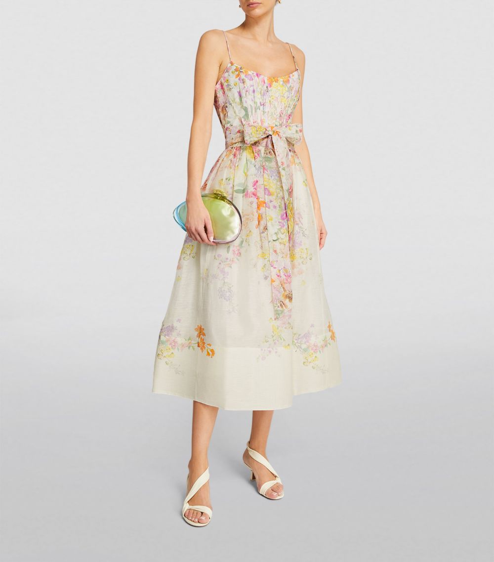 Zimmermann Zimmermann Silk-Linen Corset Midi Dress