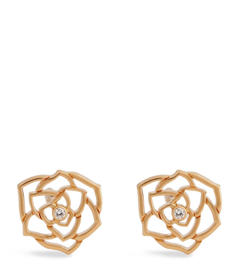 Piaget Piaget Rose Gold And Diamond Rose Earrings