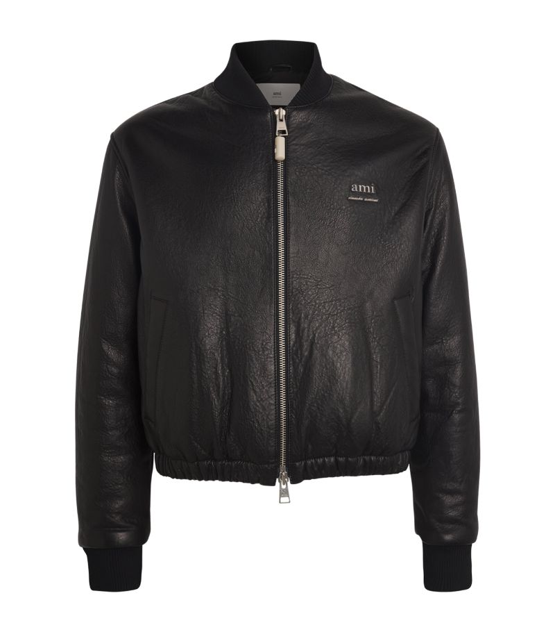 Ami Paris Ami Paris Leather Bomber Jacket